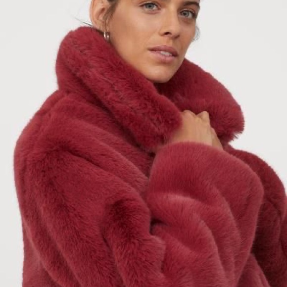 Red Faux Fur Coat - Picture 3 of 11